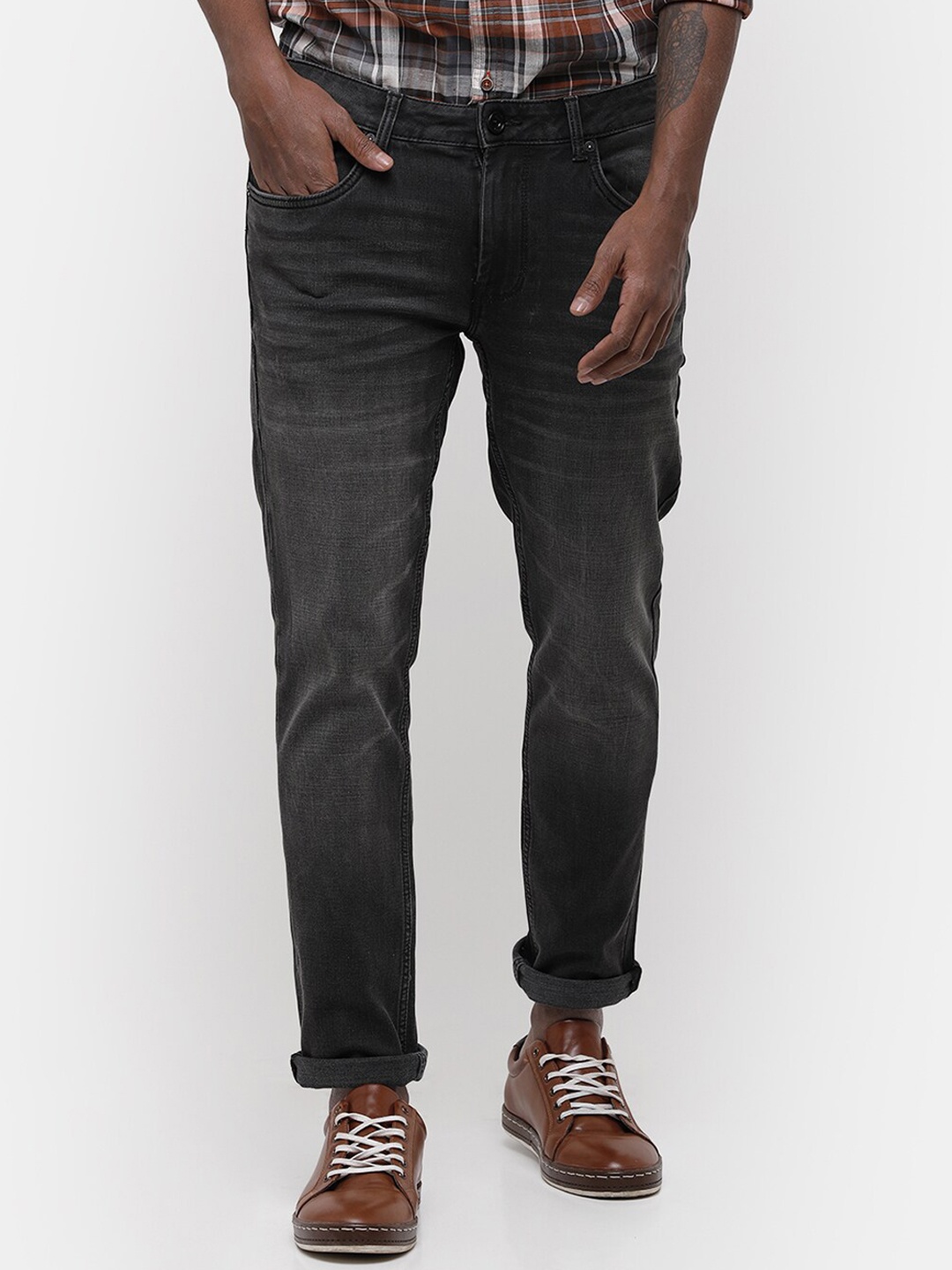

Voi Jeans Men Skinny Fit Light Fade Stretchable Jeans, Black