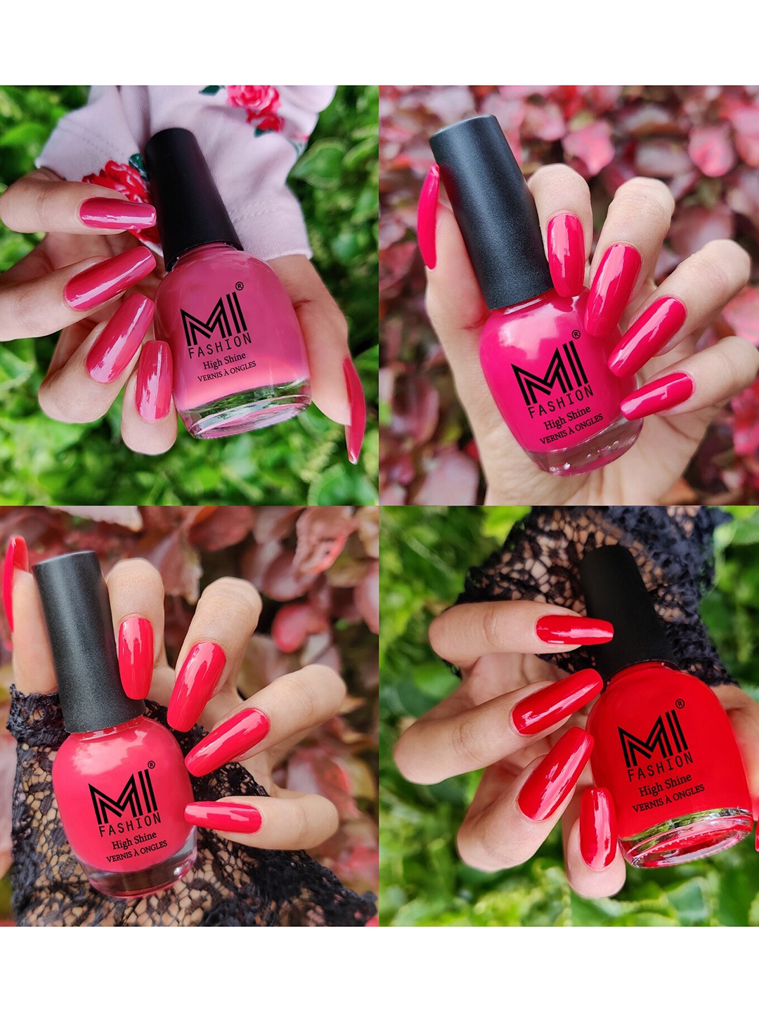 

MI FASHION Set Of 4 High Shine Long Lasting Nail Polish 60 ML, Red