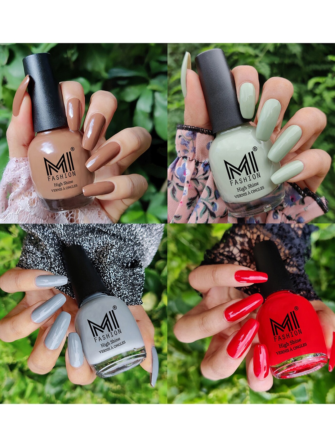 

MI FASHION Set of 4 Ultra High Glass HD 3D Shine Long Lasting Nail Polish 60ml, Nude