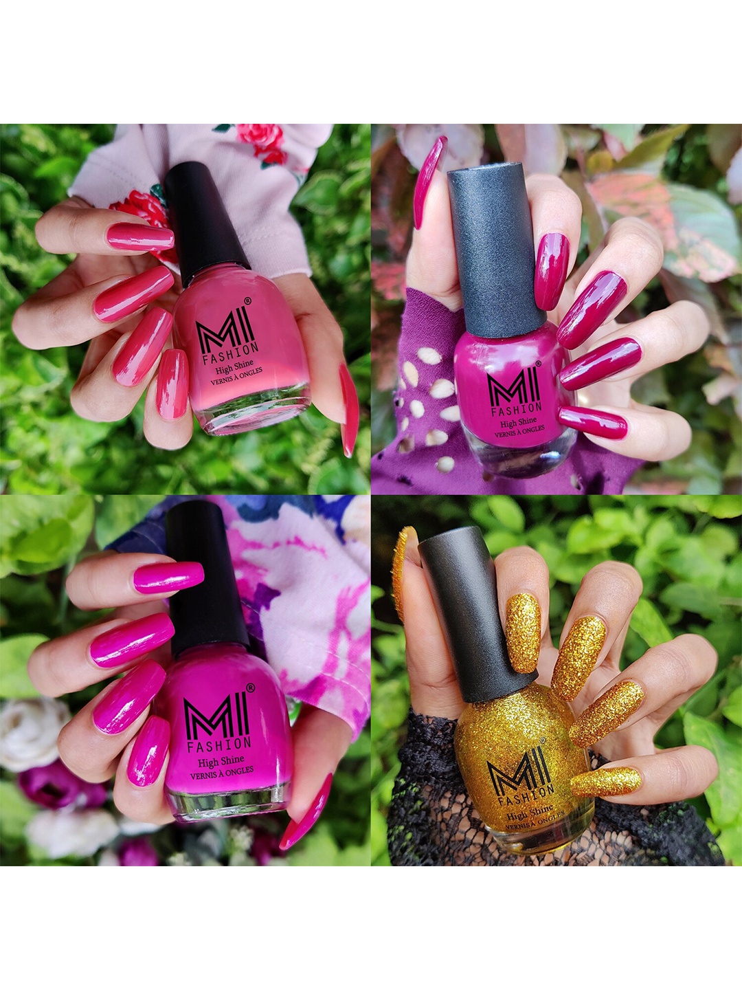 

MI FASHION Set of 4 Ultra High Glass HD 3D Shine Long Lasting Nail Polish 60ml, Gold
