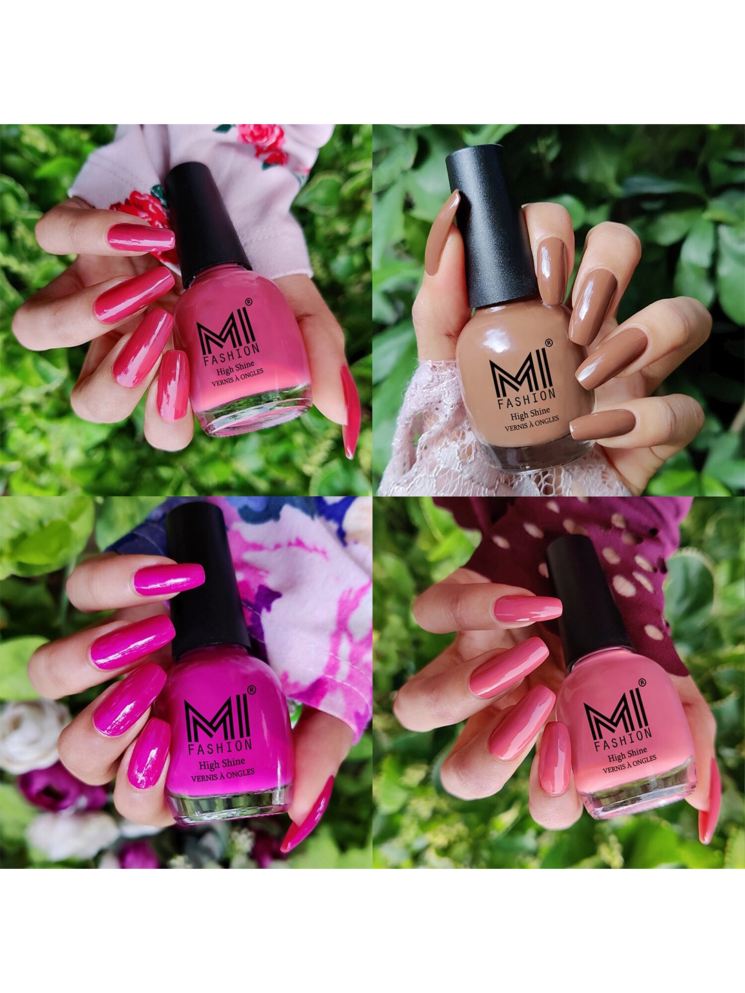 

MI FASHION Set Of 4 Ultra High Glass HD 3D Shine Long Lasting Nail Polish 60ml, Nude