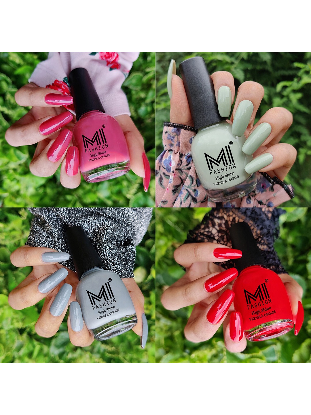 

MI FASHION Set Of 4 Ultra High Glass HD 3D Shine Long Lasting Nail Polish 60ml, Red