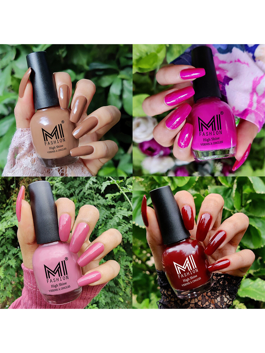 

MI FASHION Set Of 4 Ultra High Glass HD 3D Shine Long Lasting Nail Polish 15ml, Nude