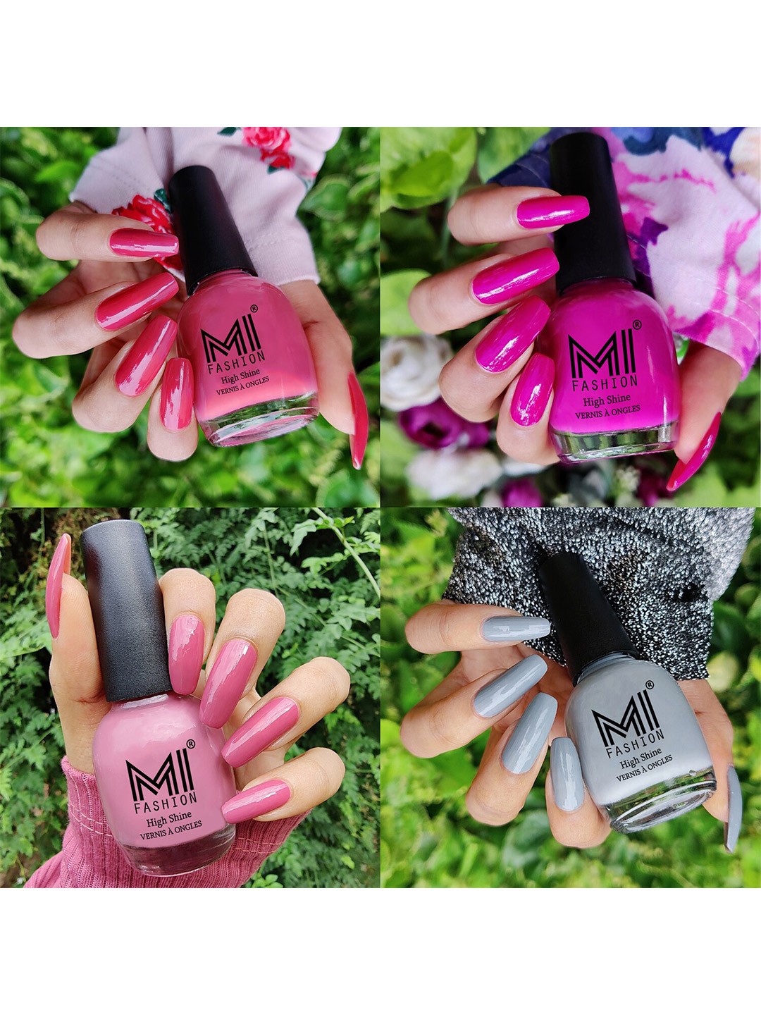 

MI FASHION Set Of 4 High Shine Ultra High Glass HD 3D Long Lasting Nail Polish 60 ml, Tan
