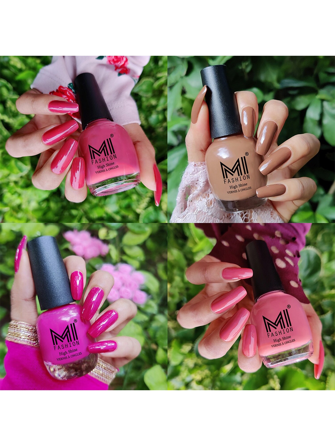 

MI FASHION Set Of 4 Vernis A Ongles Ultra High Glass HD 3D Shine Nail Polish 60ml - Tan, Dark Nude, Candy Cotton, Bright Plum