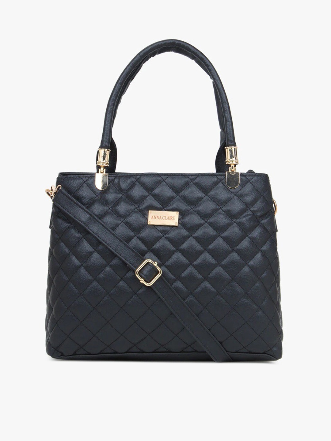 

Anna Claire Women Black Structured Handheld Bag with Quilted