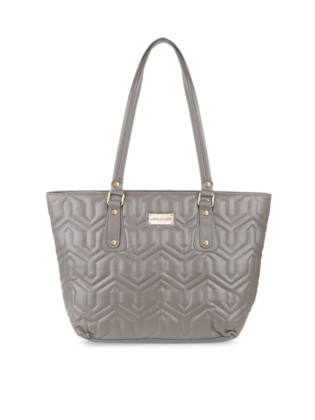 

Anna Claire Women Grey Structured Shoulder Bag with Quilted