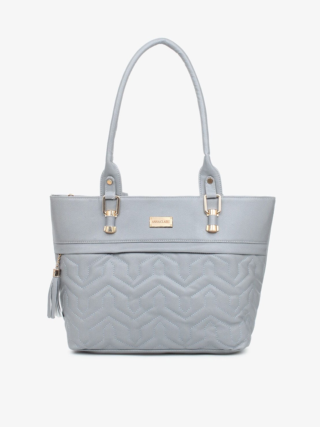 

Anna Claire Women Grey Textured PU Structured Shoulder Bag with Quilted