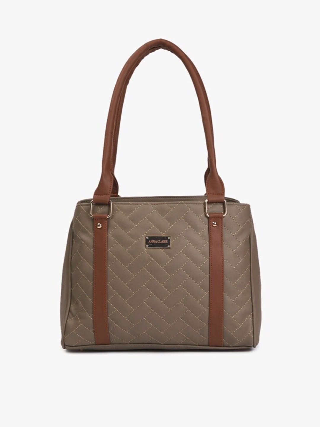 

Anna Claire Women Taupe Structured Shoulder Bag with Quilted