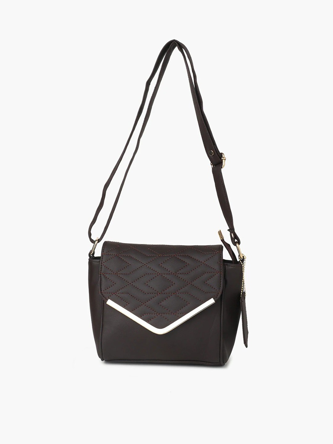 

Anna Claire Brown Textured PU Structured with Quilted Sling Bag
