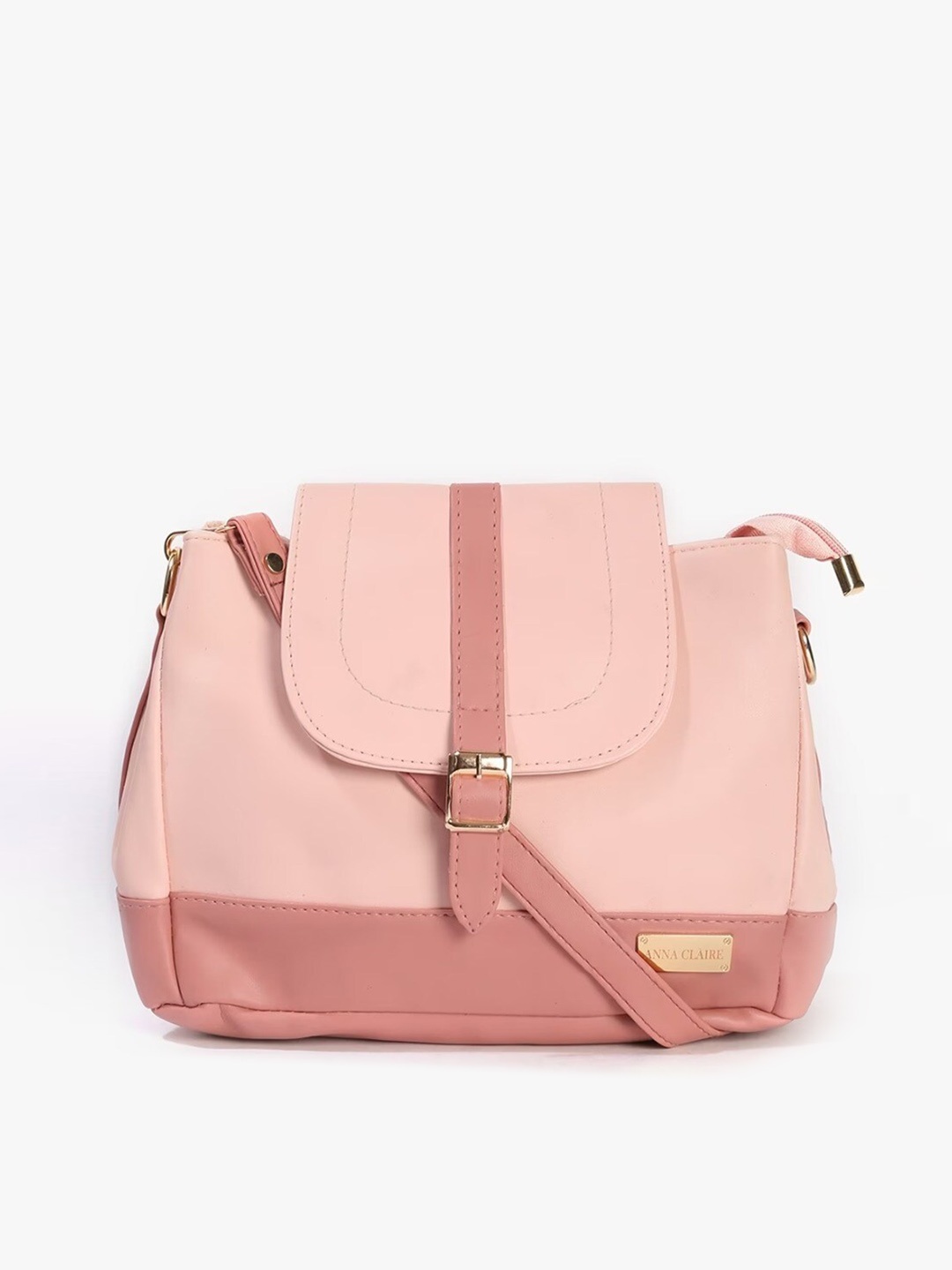 

Anna Claire Women Pink PU Structured Satchel, Peach