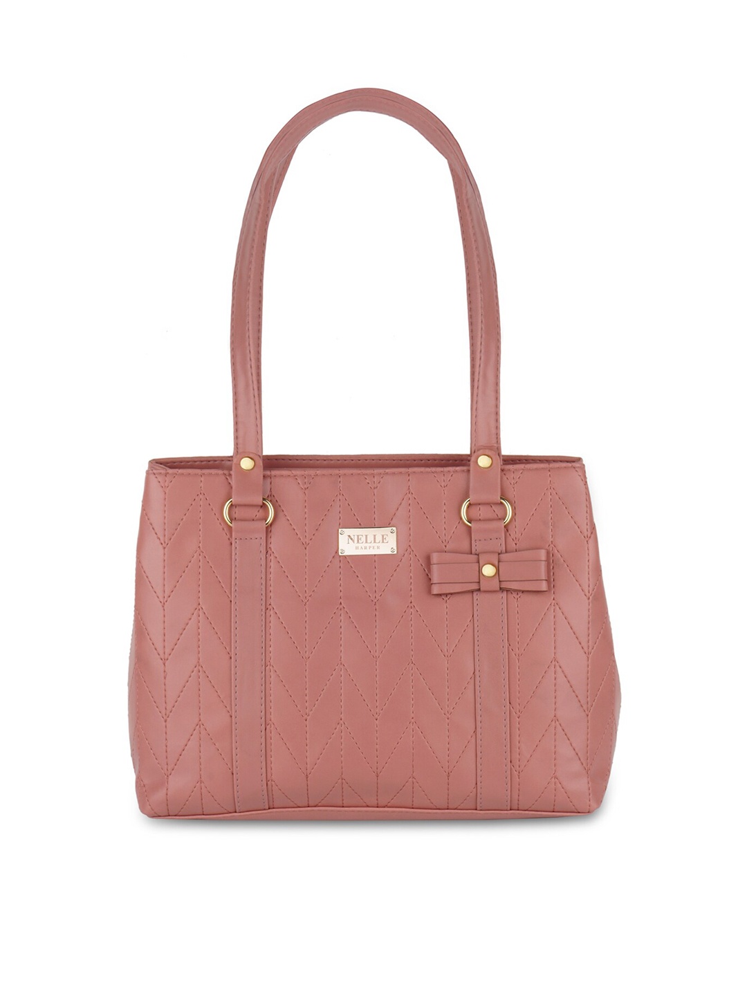 

Anna Claire Women Peach Textured PU Structured Handheld Bag