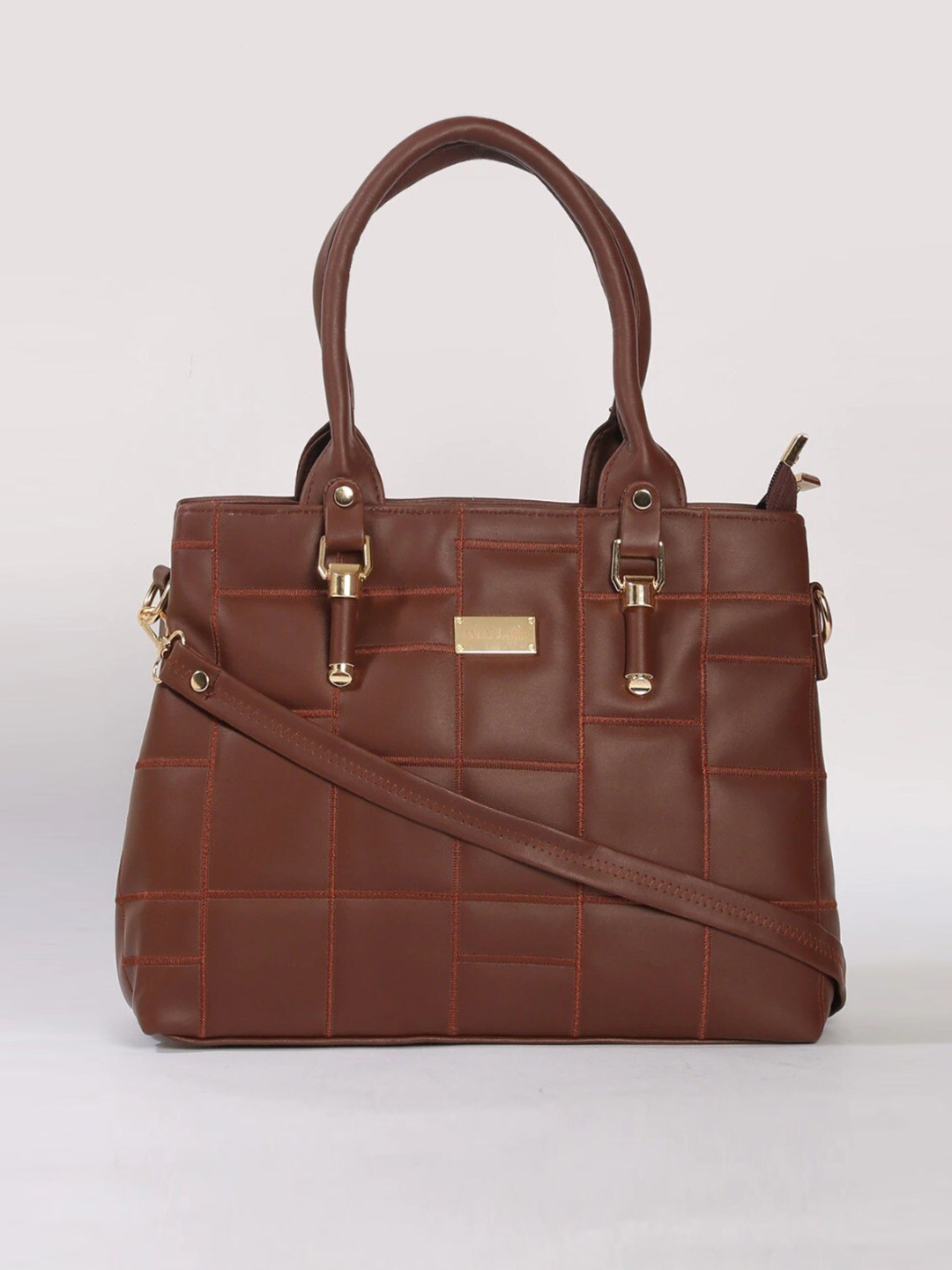

Anna Claire Women Brown PU Structured Quilted Shoulder Bag