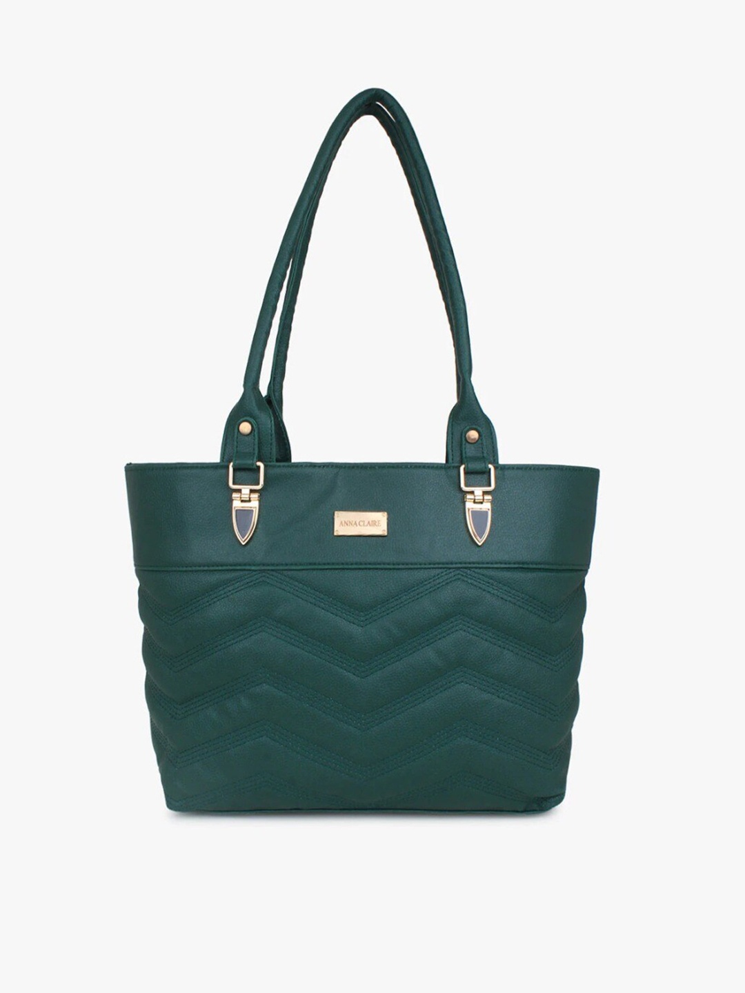 

Anna Claire Women Green Textured PU Structured Quilted Shoulder Bag
