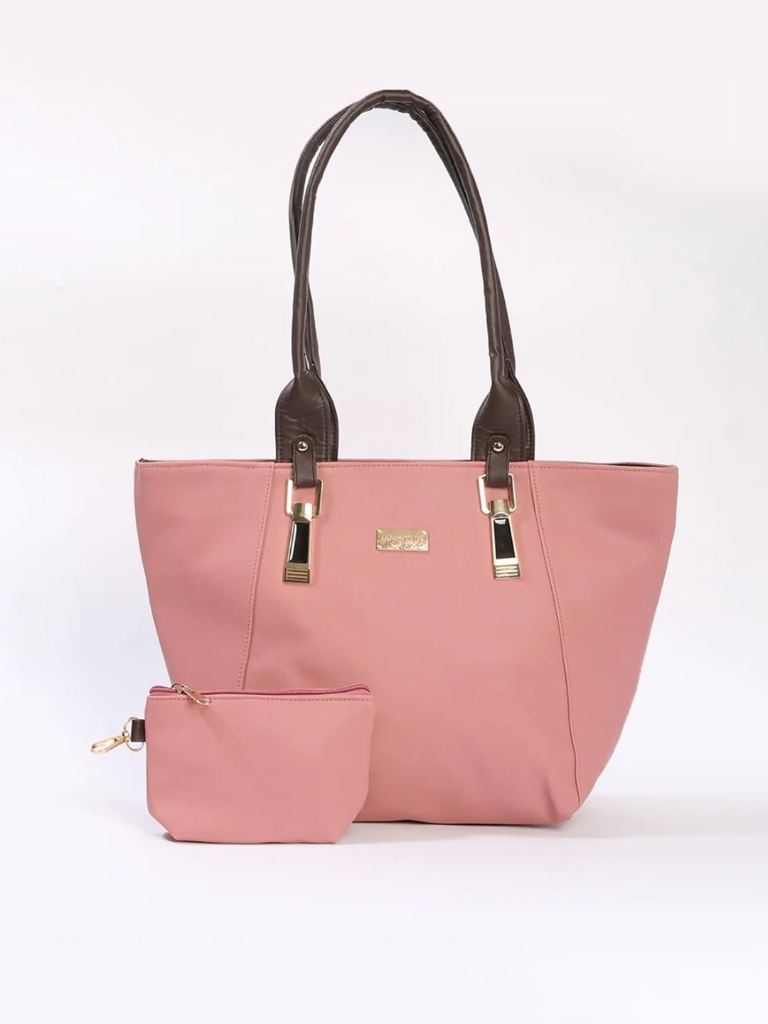 

Anna Claire Women Pink PU Shopper Shoulder Bag With Pouch