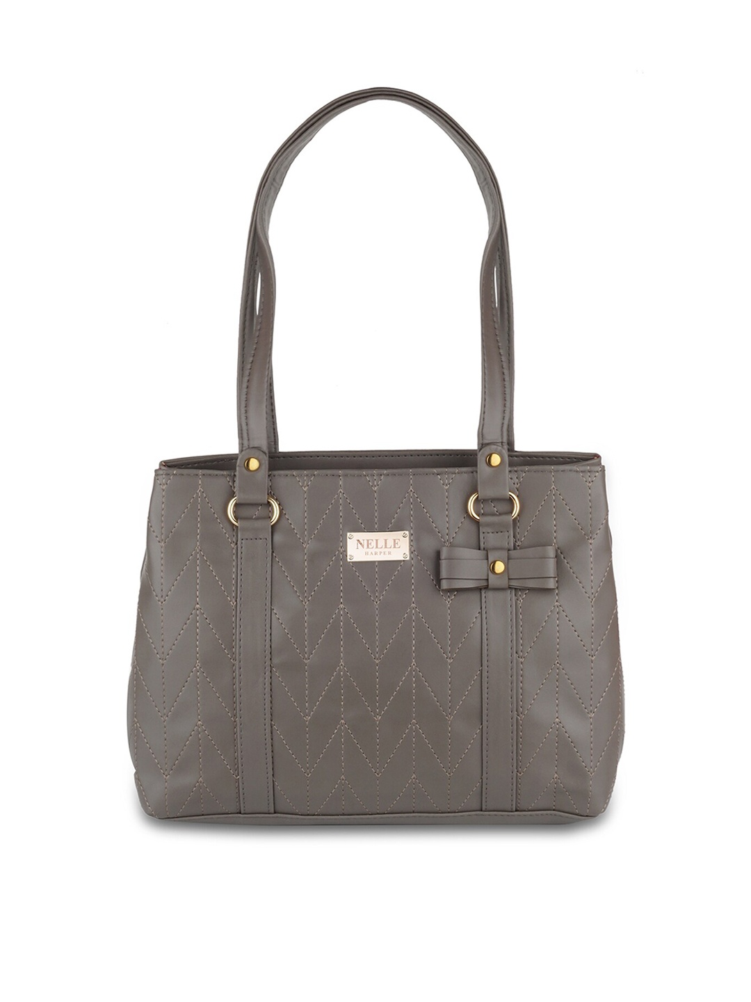 

Anna Claire Grey PU Structured Shoulder Bag with Quilted