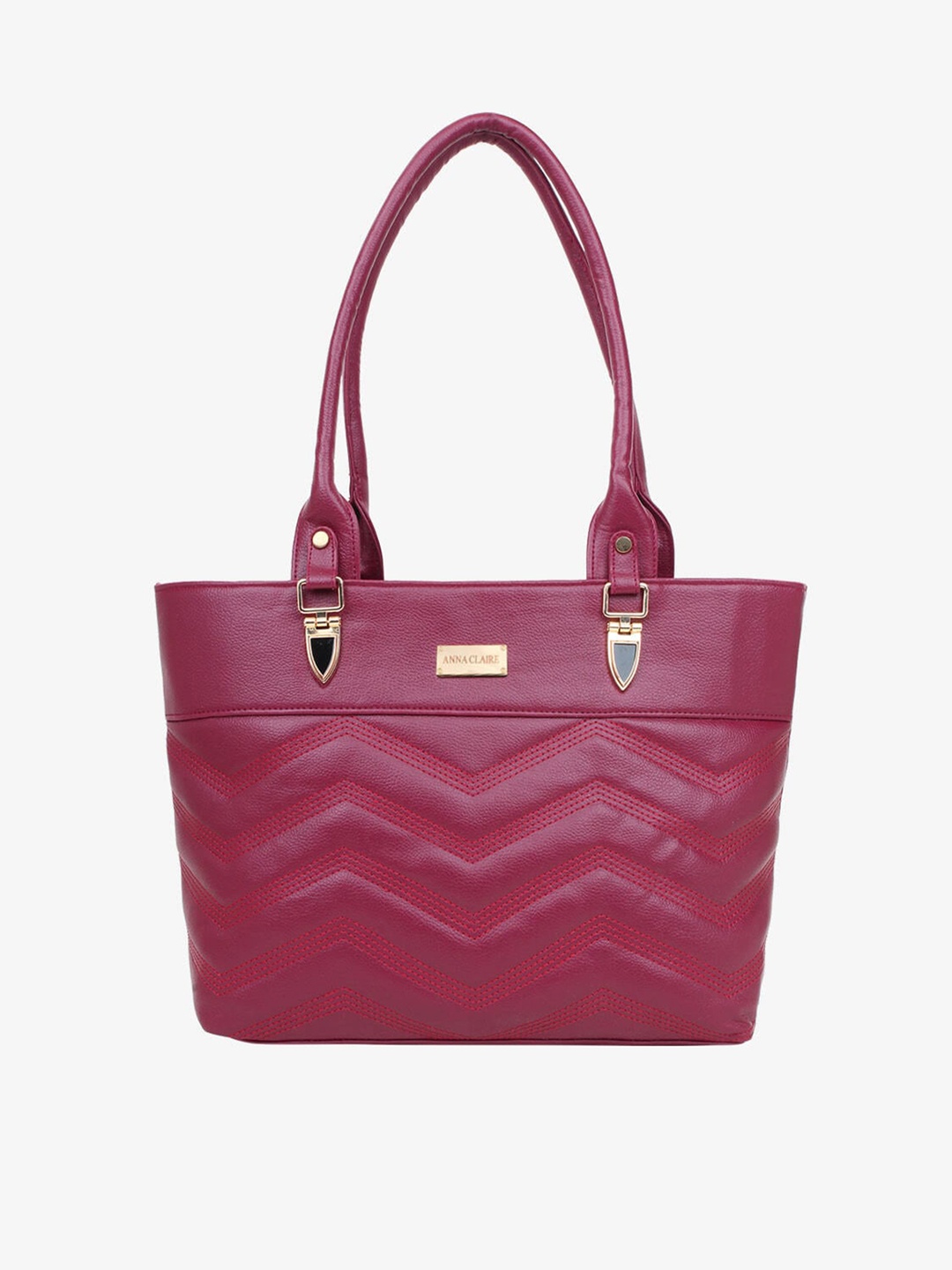 

Anna Claire Maroon Textured PU Structured Shoulder Bag with Quilted