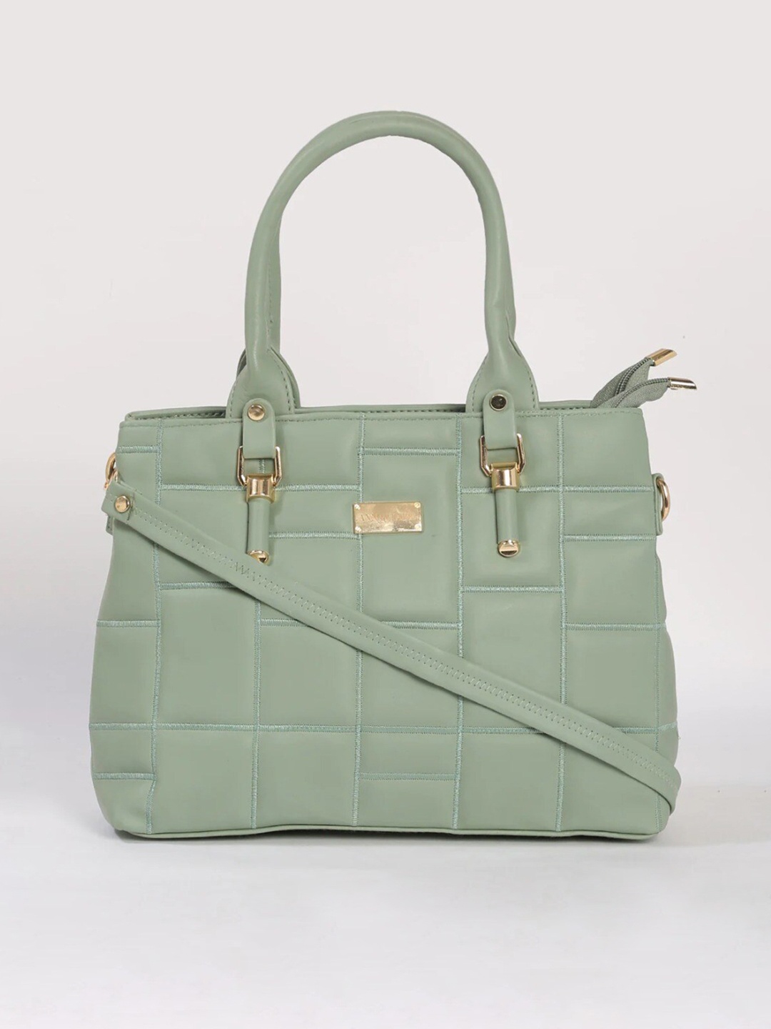 

Anna Claire Green PU Structured Handheld Bag with Quilted