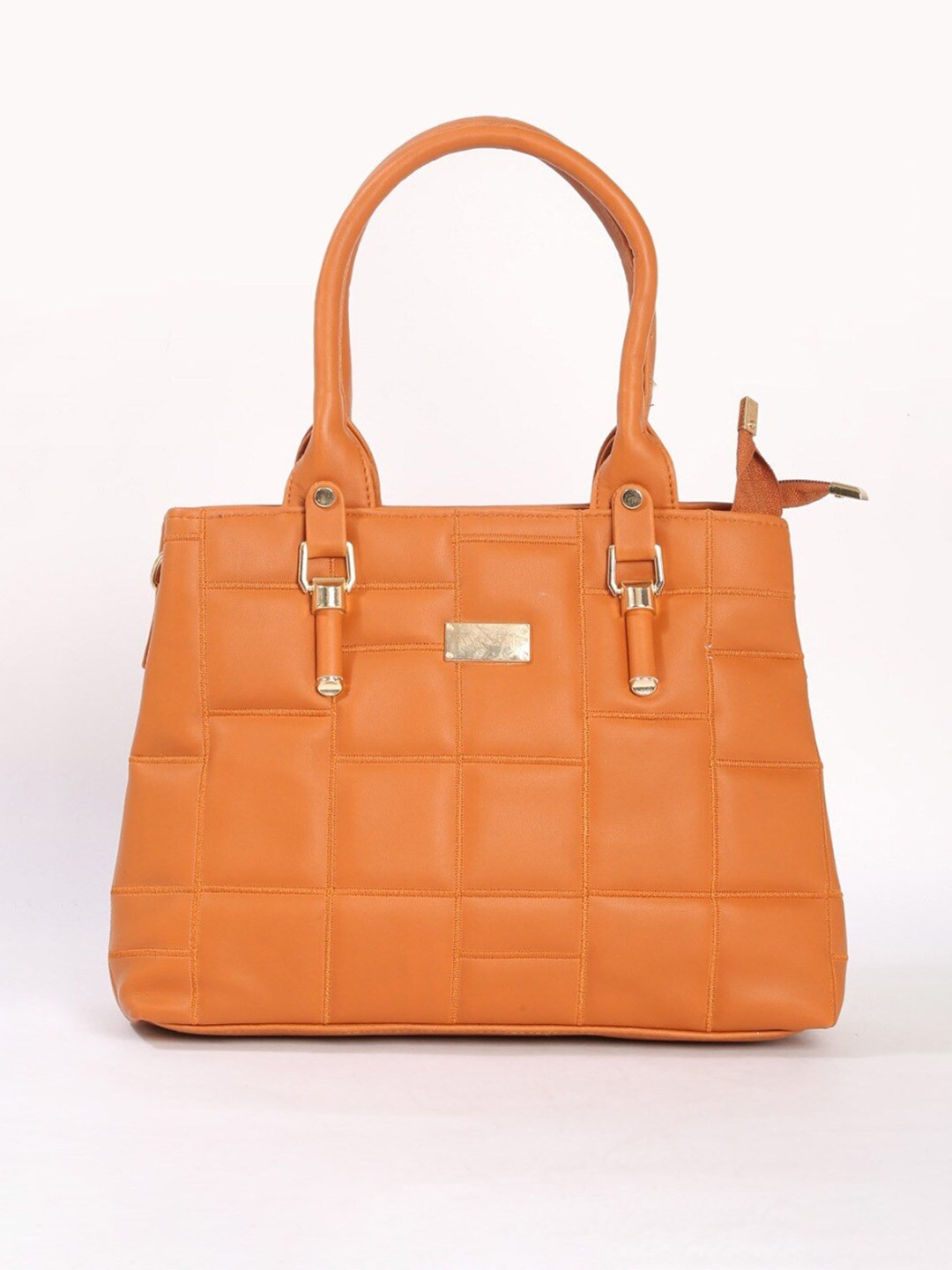 

Anna Claire PU Handheld Bag with Quilted Handbags, Tan