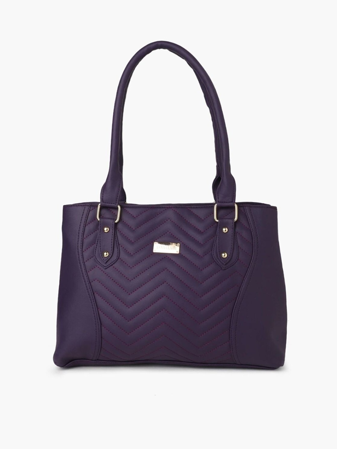 

Anna Claire Purple Geometric Textured PU Structured Shoulder Bag with Quilted