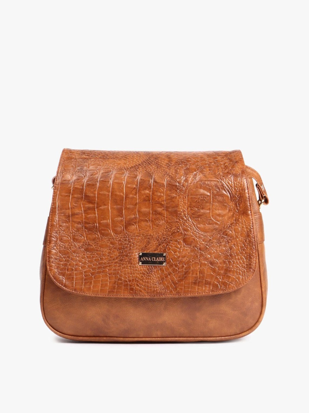 

Anna Claire Tan Animal Textured PU Structured Sling Bag