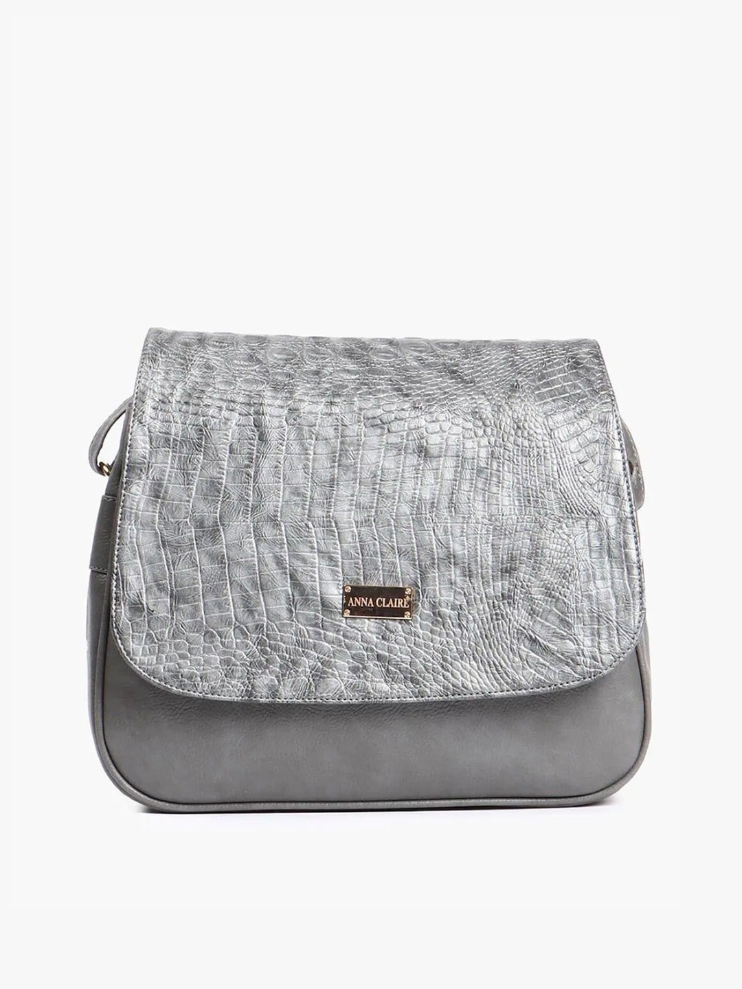 

Anna Claire Grey Animal Textured PU Structured Sling Bag