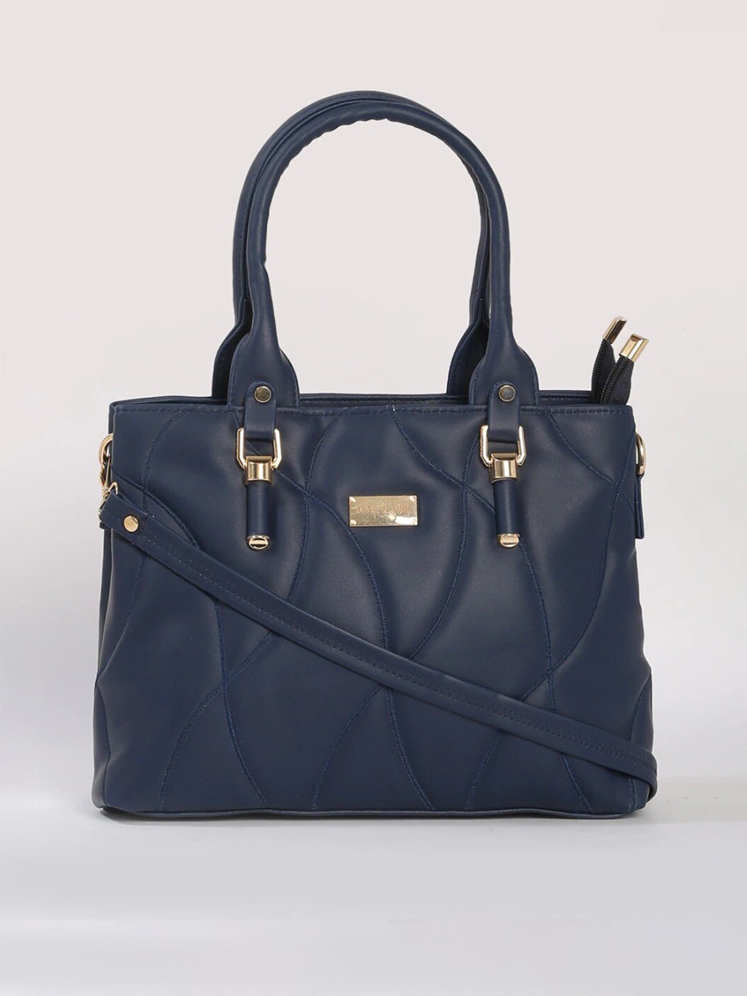 

Anna Claire Navy Blue PU Structured Handheld Bag