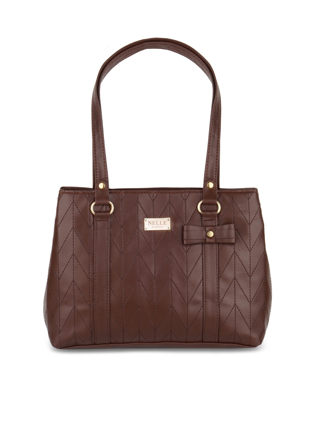 

Anna Claire Brown Textured PU Structured Handheld Bag