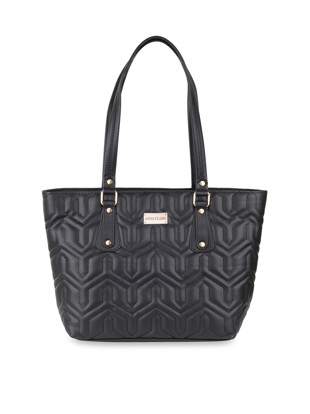 

Anna Claire Black Textured PU Structured Shoulder Bag with Quilted