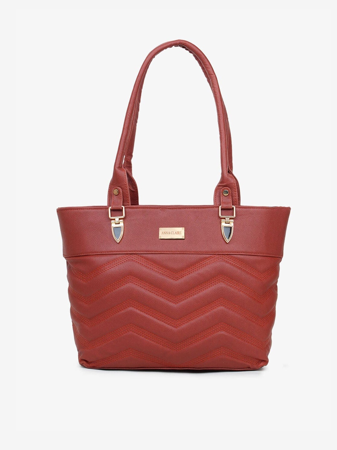 

Anna Claire Rust Textured PU Structured Shoulder Bag with Quilted