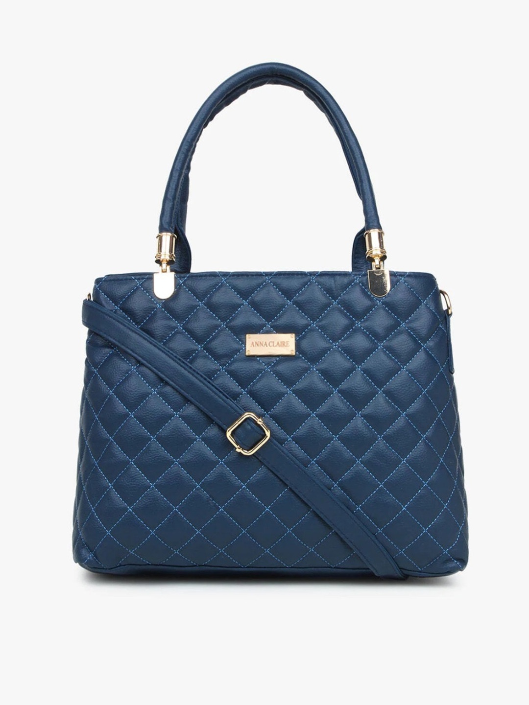 

Anna Claire Teal Textured PU Oversized Structured Satchel with Quilted