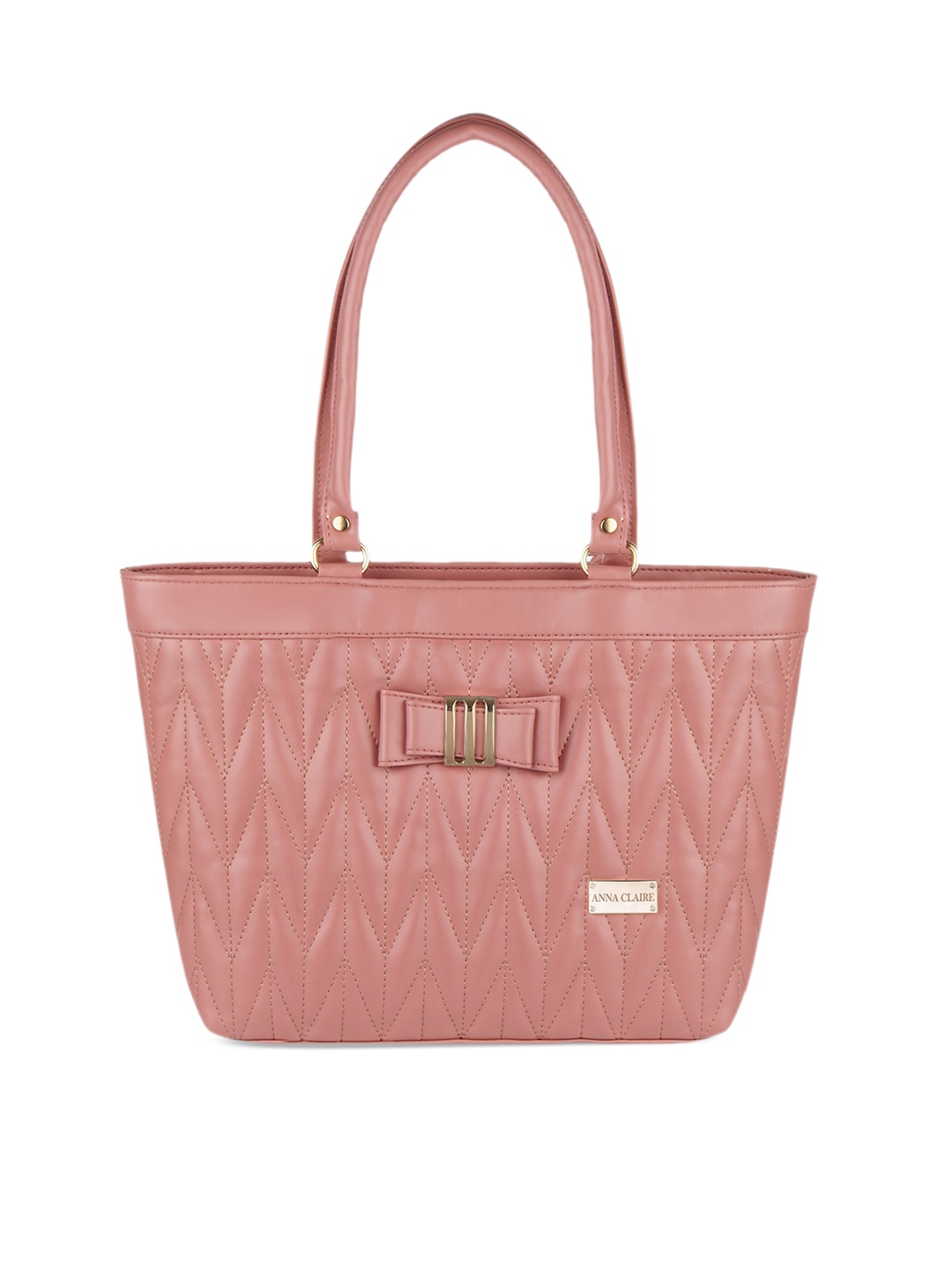 

Anna Claire Pink Textured Structured Shoulder Bag with Quilted