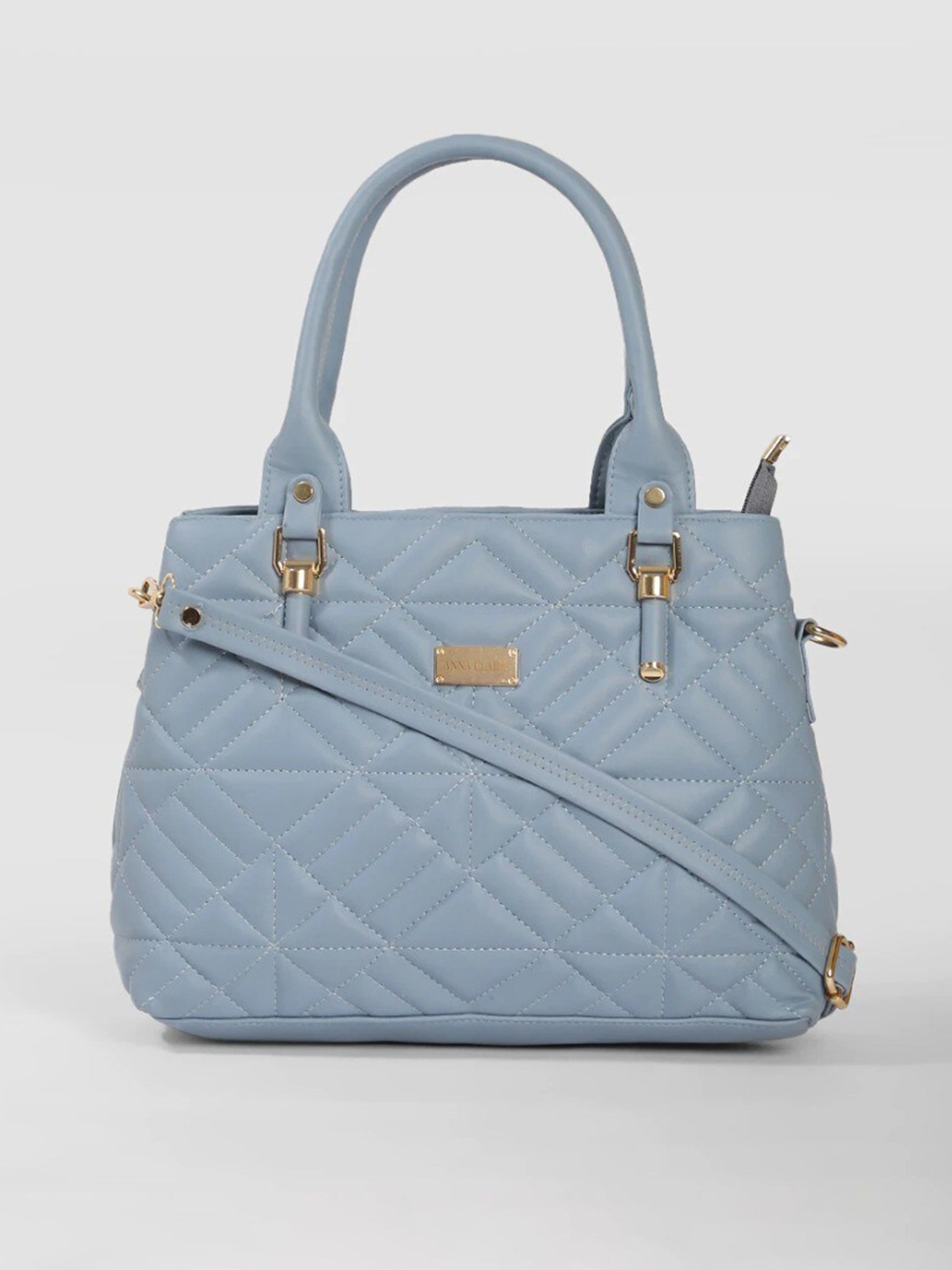 

Anna Claire Blue PU Structured Handheld Bag with Quilted