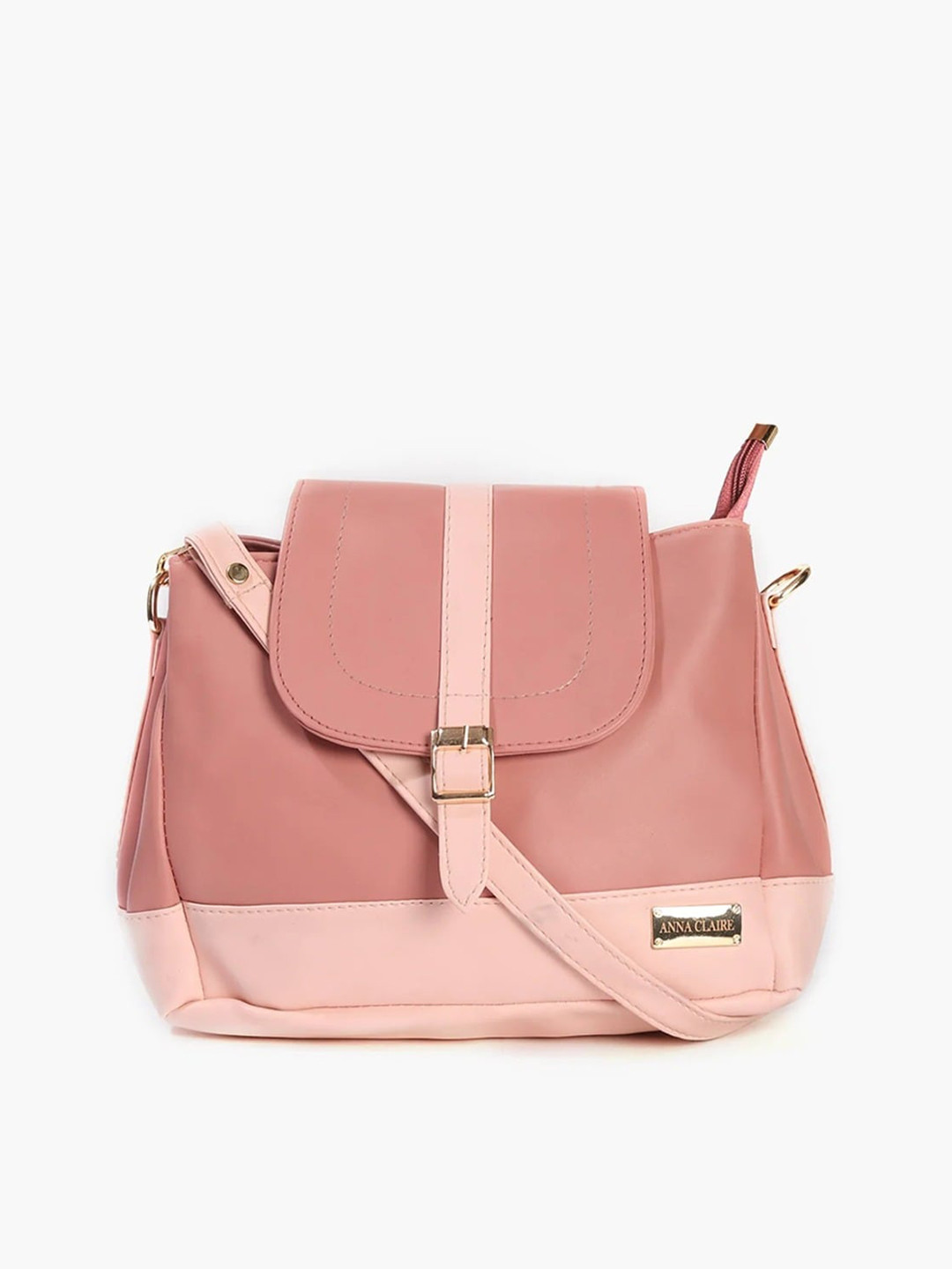 

Anna Claire Pink Colourblocked Structured Sling Bag