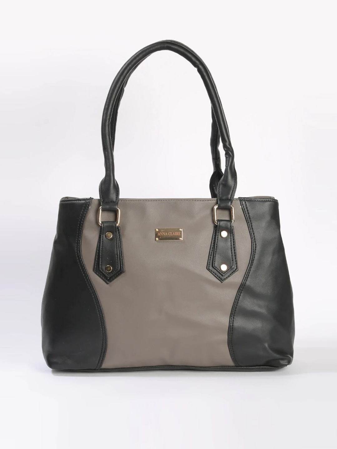 

Anna Claire Grey Colourblocked Structured Shoulder Bag