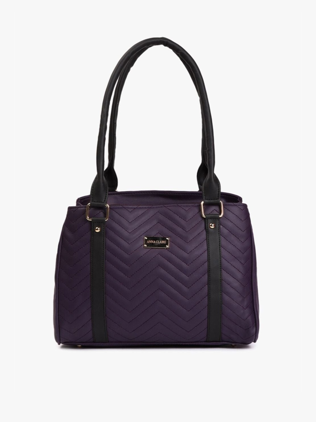 

Anna Claire Purple PU Structured Shoulder Bag with Quilted