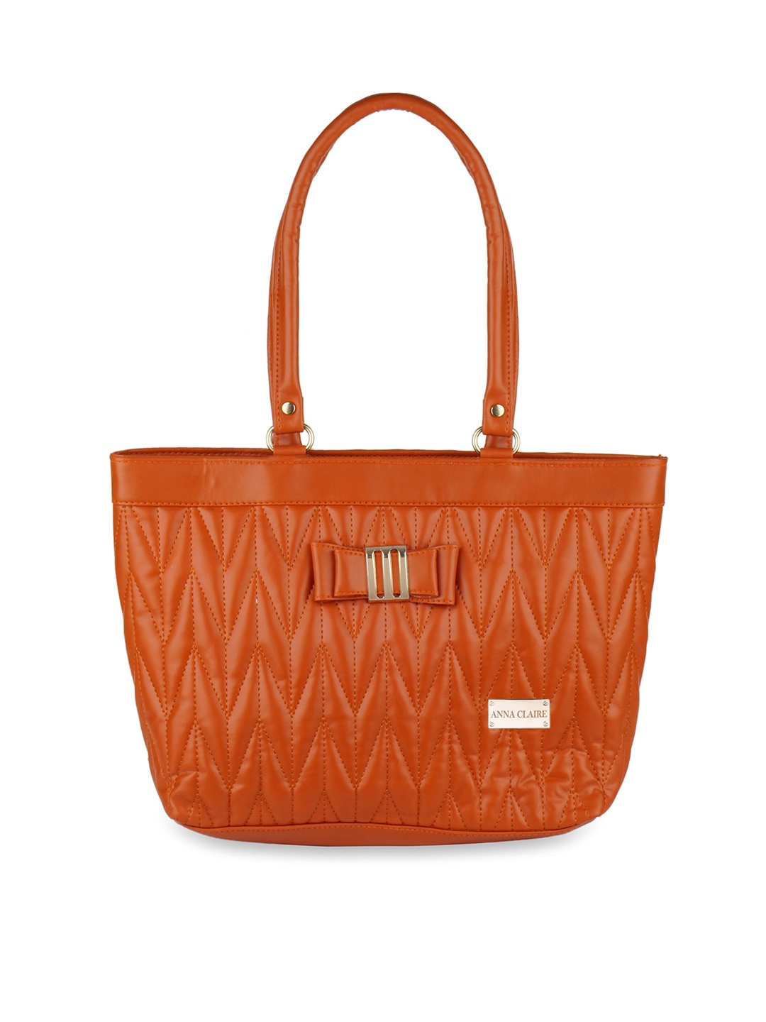 

Anna Claire Tan Textured Structured Shoulder Bag with Quilted