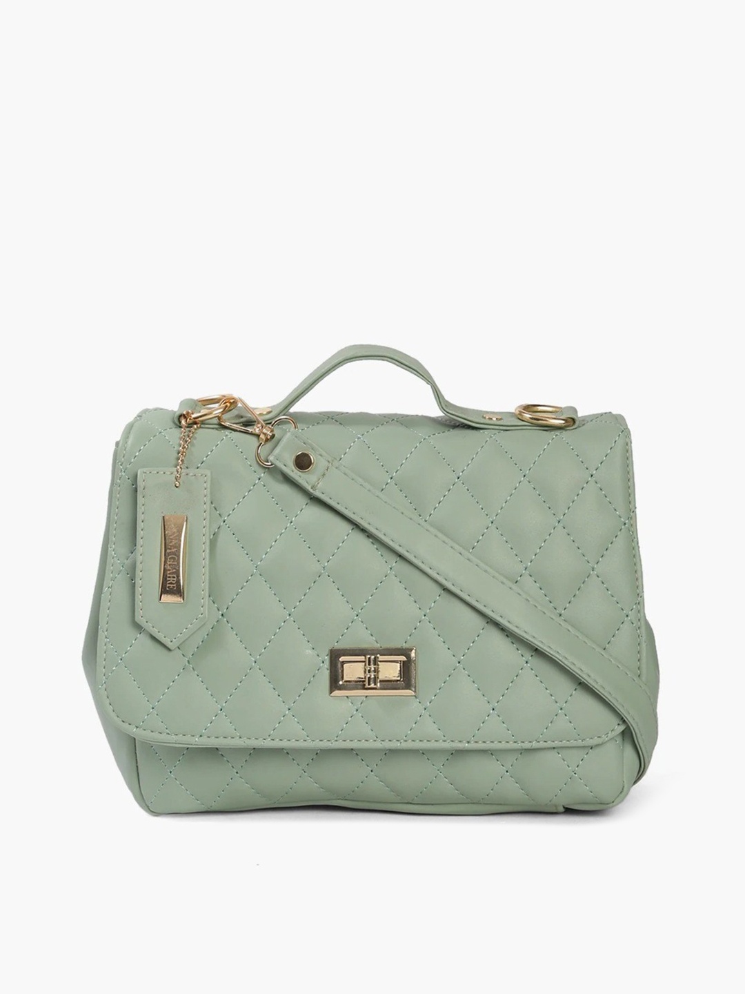 

Anna Claire Green Textured Structured Satchel with Quilted