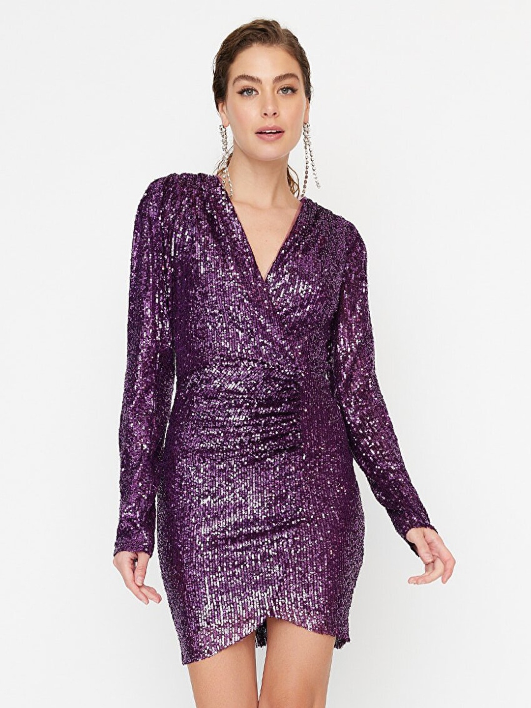 

Trendyol Women Maroon Embellished Mini Dress