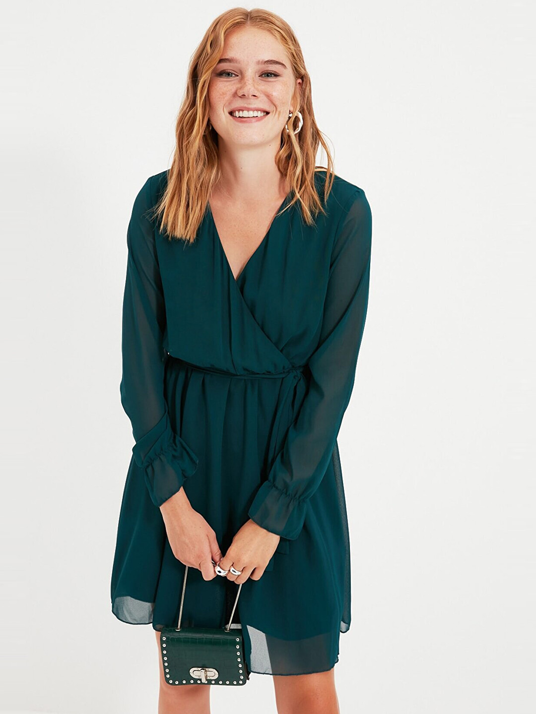 

Trendyol Women Green Wrap Dress