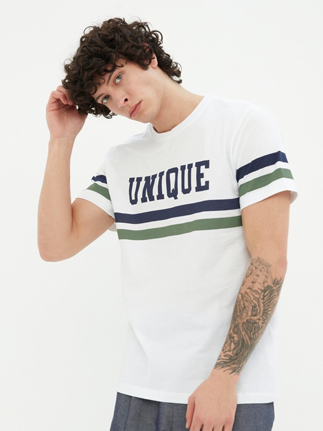 

Trendyol Men White Typography T-shirt
