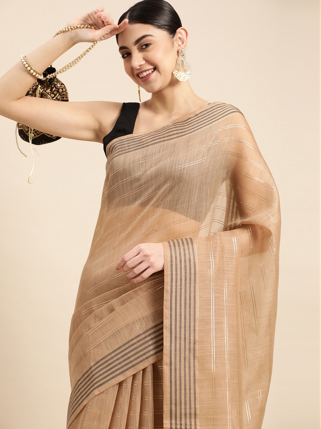 

Anouk Woven Design Chanderi Saree, Beige