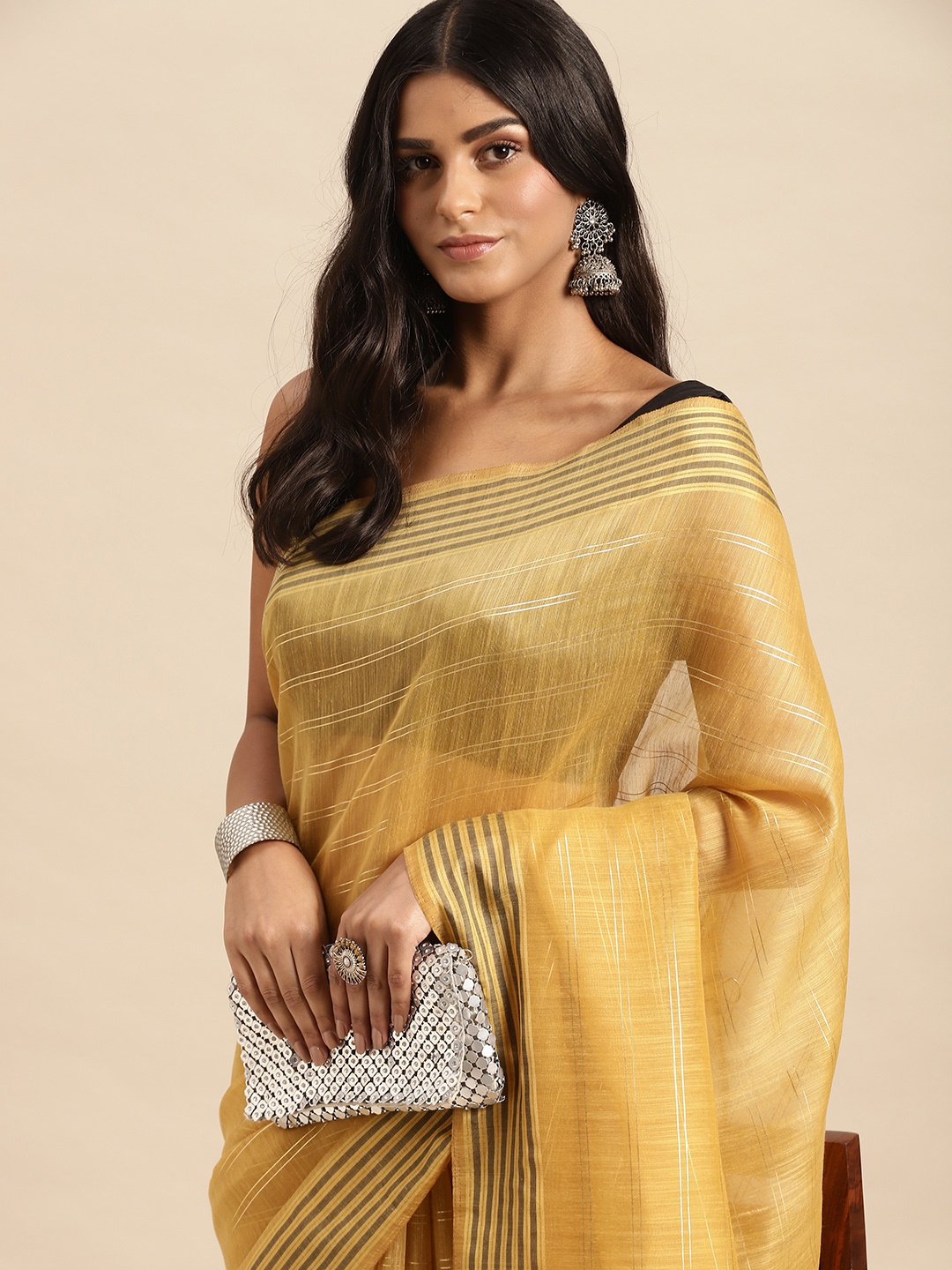 

Anouk Woven Design Chanderi Saree, Beige