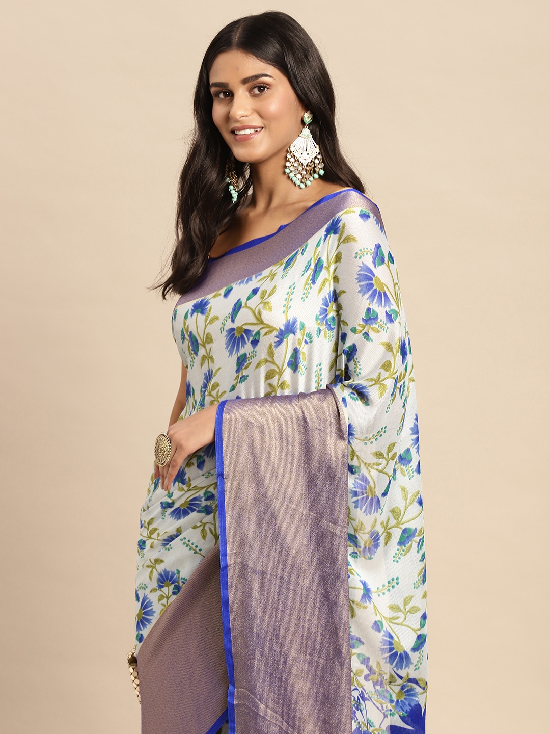 

Anouk Floral Pure Chiffon Saree, White
