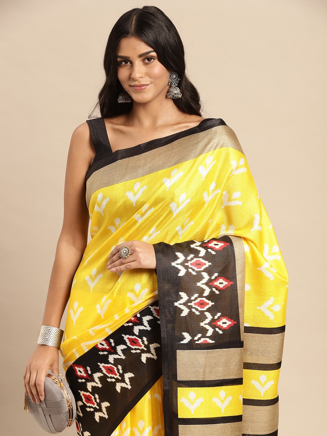 

Anouk Ethnic Motifs Silk Blend Saree, Yellow