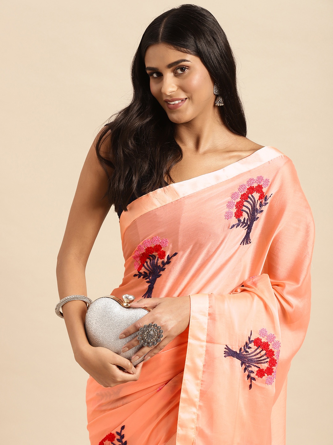 

Anouk Embroidered Pure Chiffon Saree, Peach