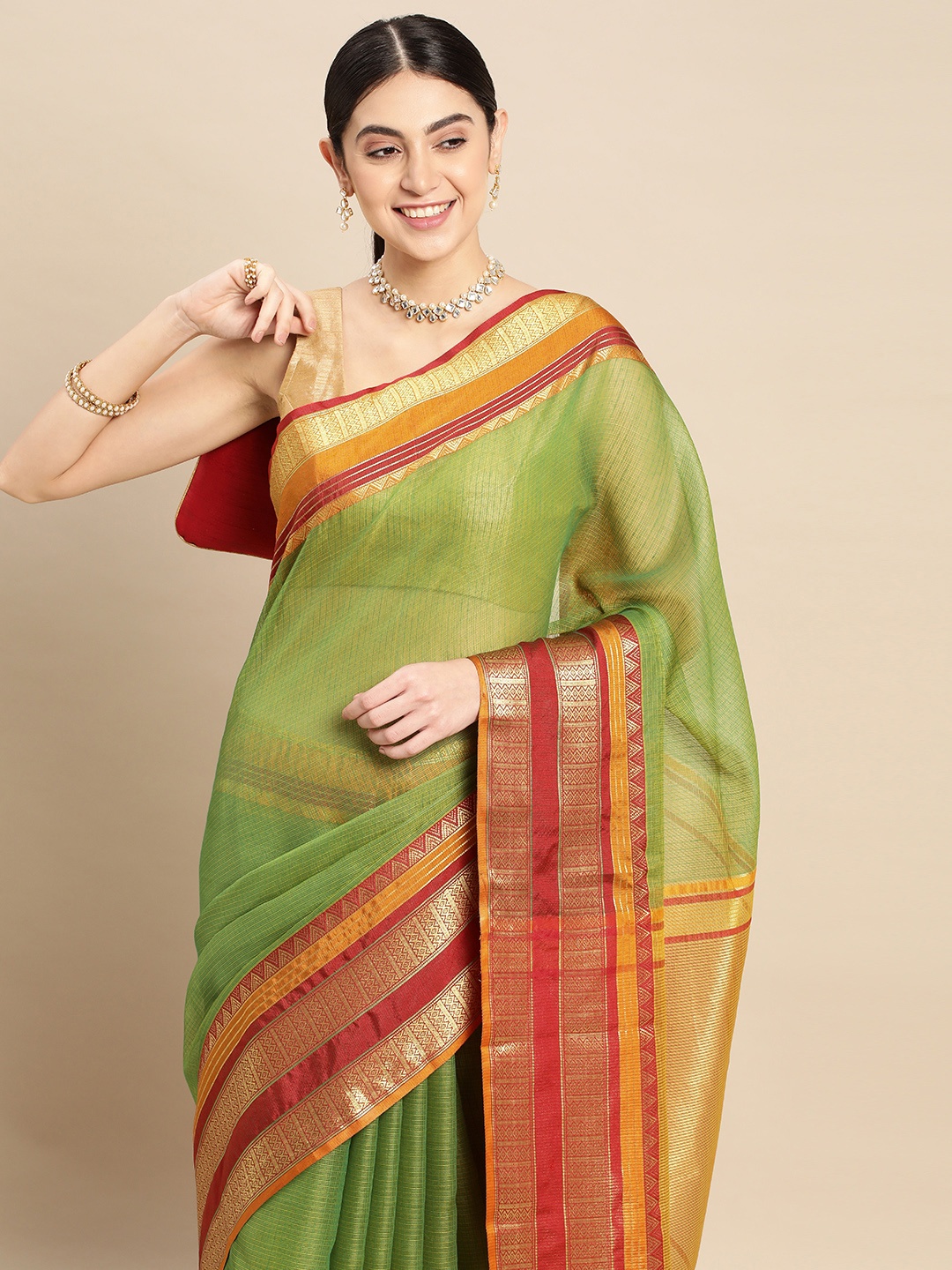 

Anouk Woven Design Kota Saree, Green