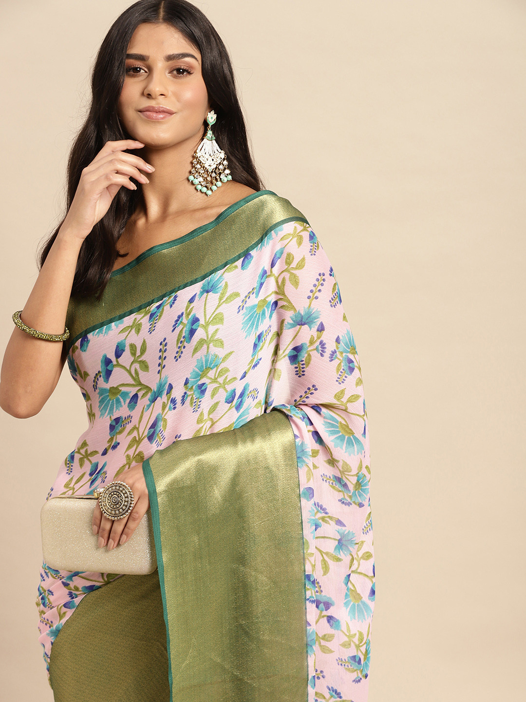 

Anouk Ethnic Motifs Pure Chiffon Saree, White