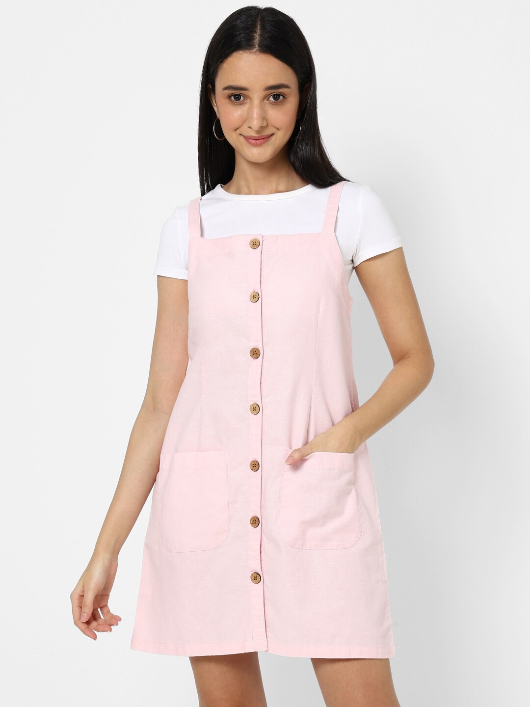 

VASTRADO Women Pink Cotton Pinafore Dress
