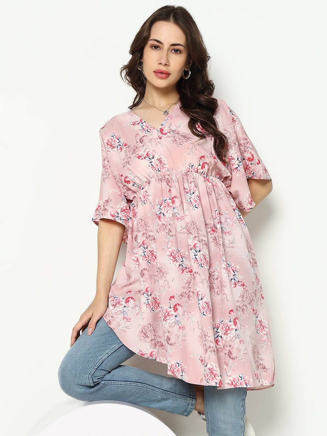 

SHOWOFF Women Pink & Blue Floral A-Line Dress